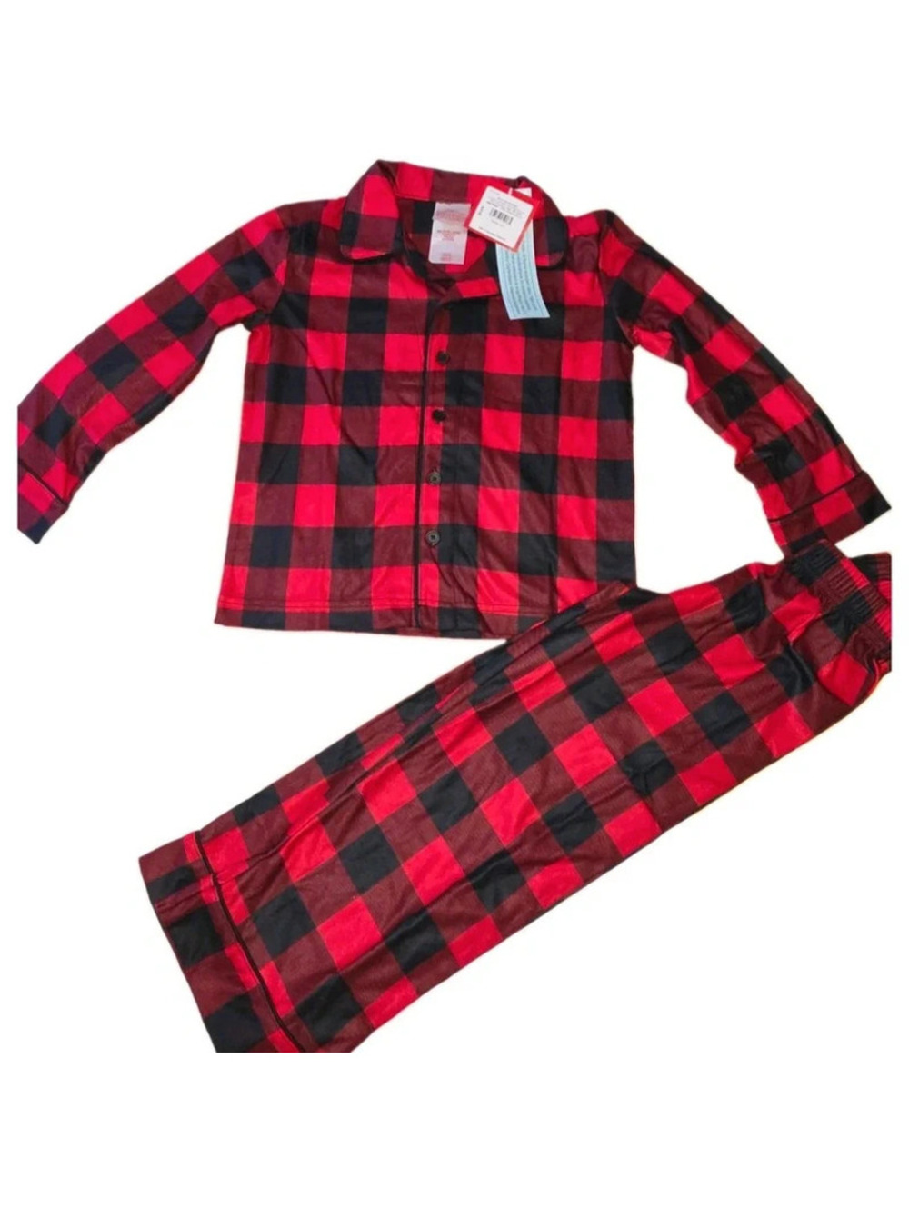 Wondershop Size 4 2pc Flame Resistant Long Sleeve Button Plaid Pajama Set